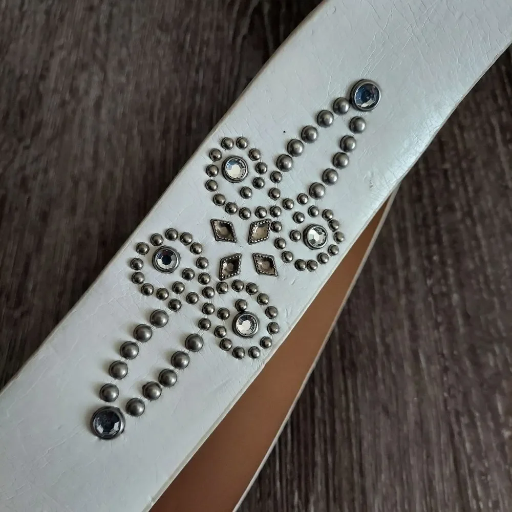 White Embellished Women's Belt Large